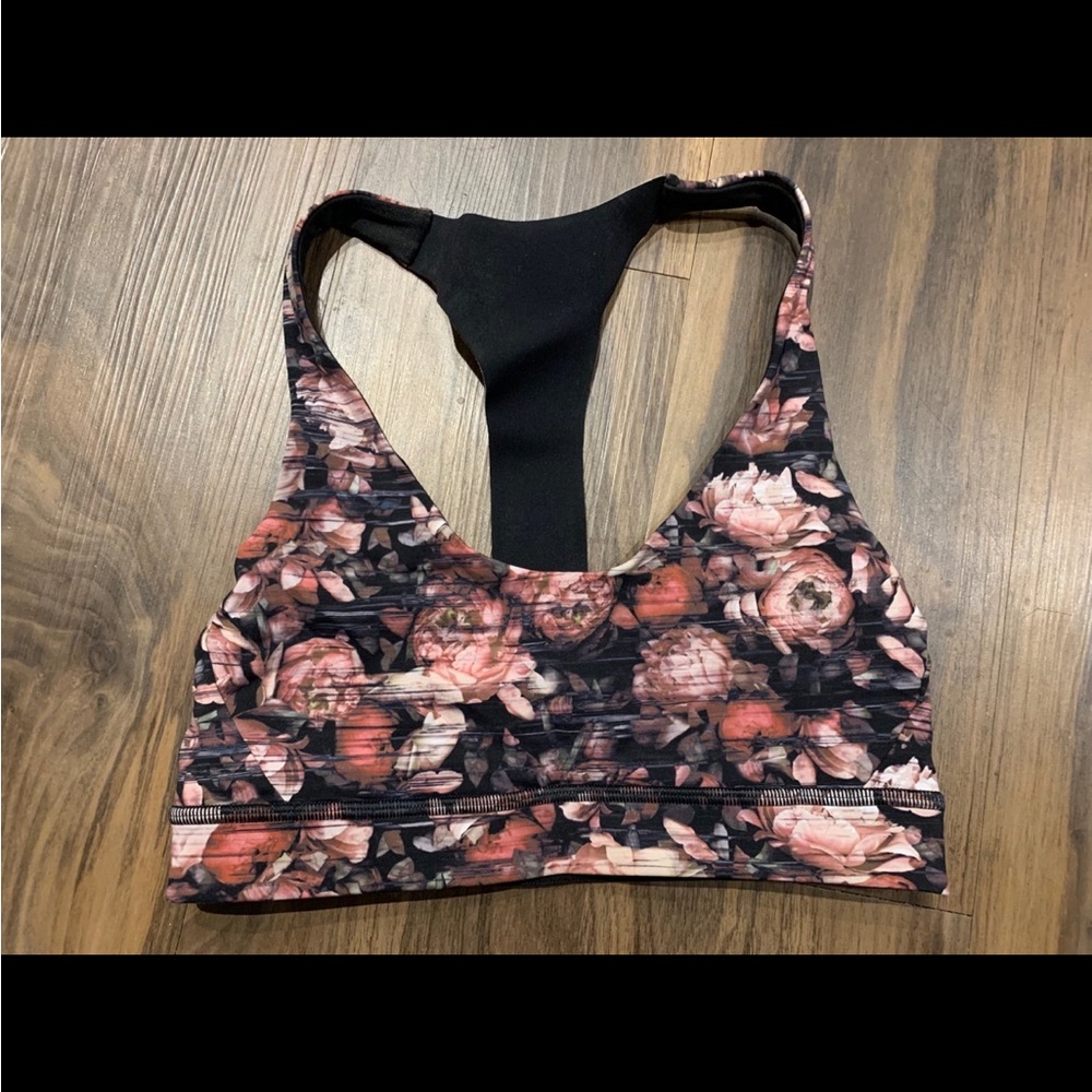 lululemon athletica Floral Racerback Sports Bra - Black & Pink